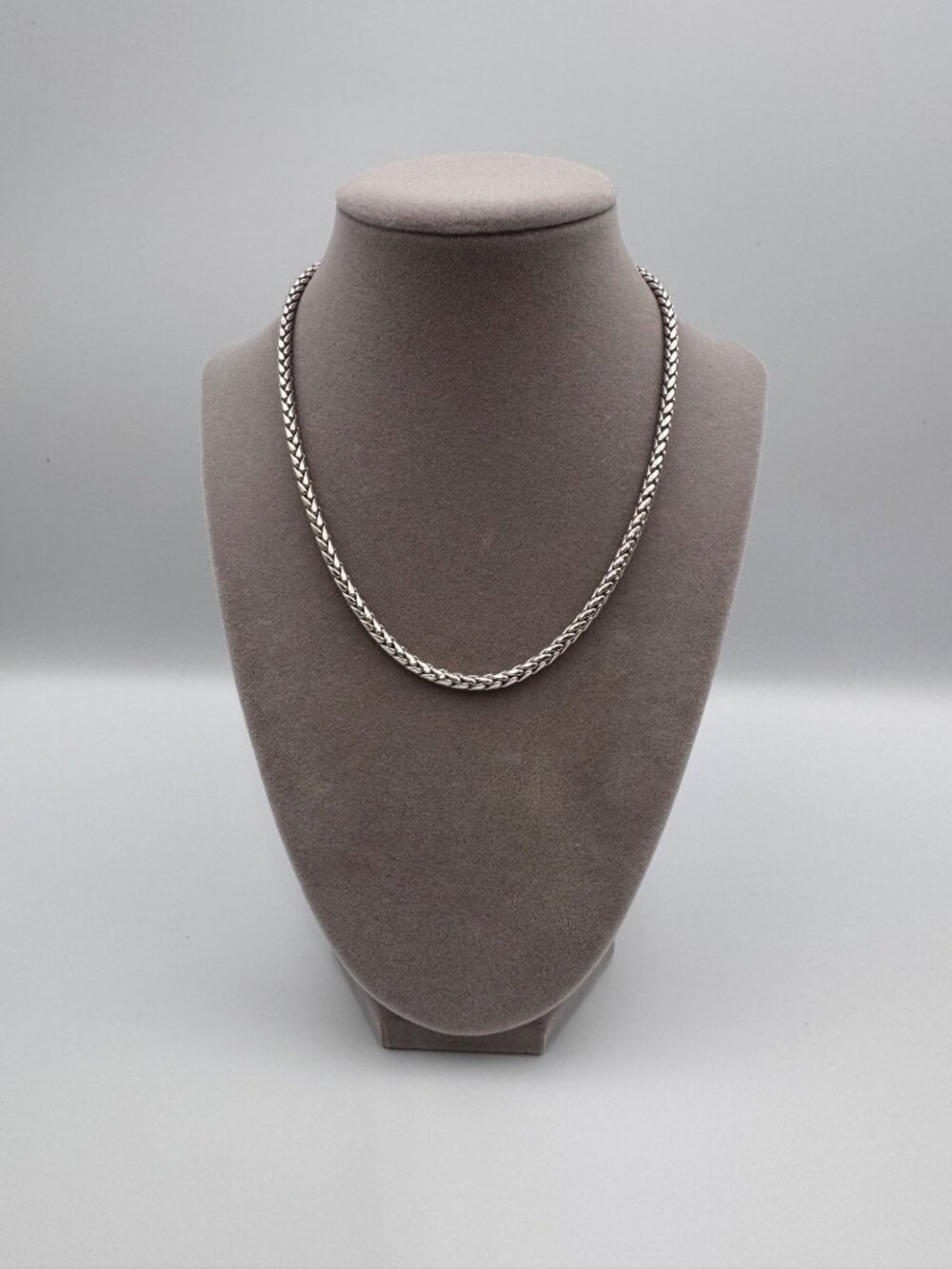 ML Mod Jewelry Silver Tone Foxtail Wheat Chain Necklace Snake Head Ends
